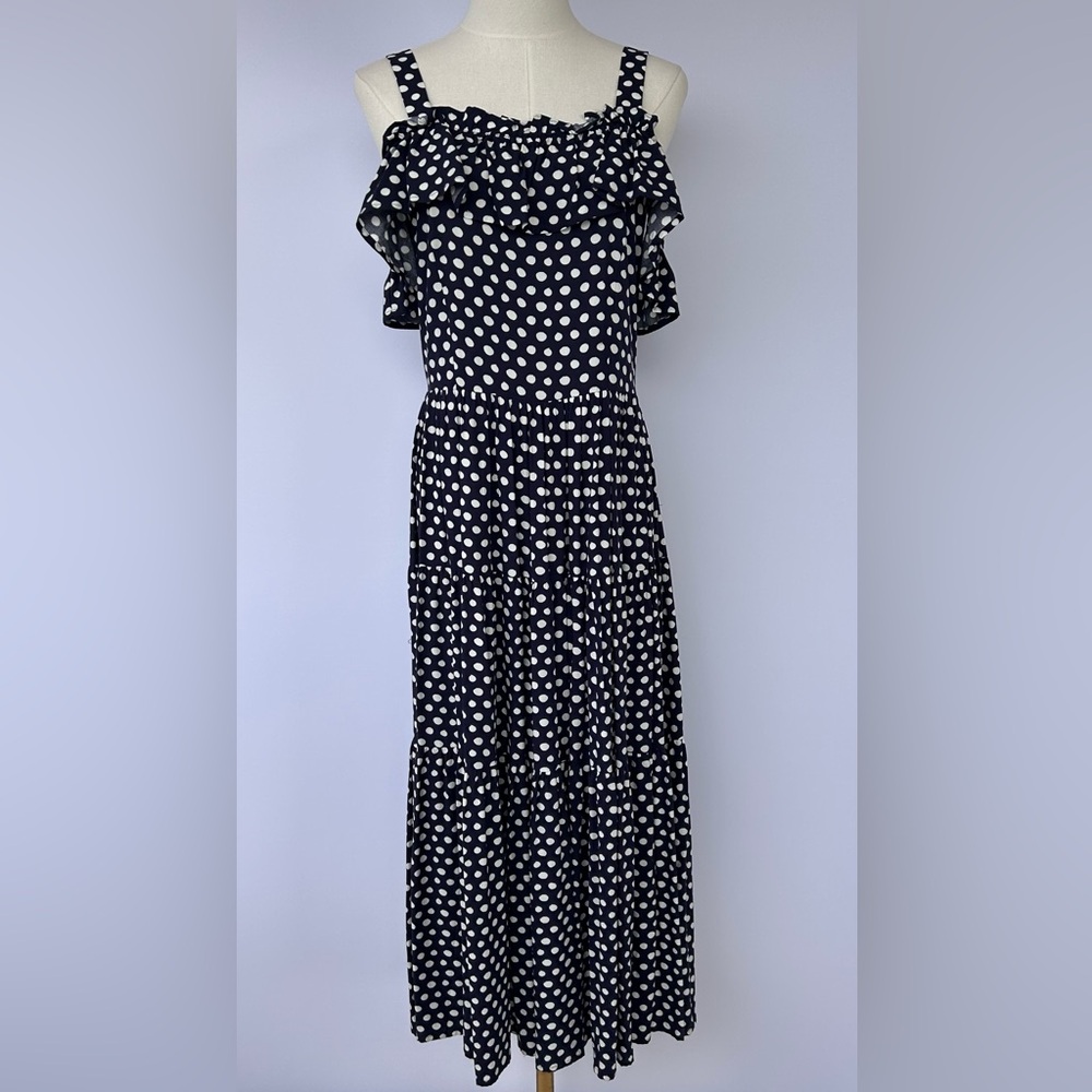 Maison Jules‎ by Anthropologie Off The Shoulder Polka Dot Midi Dress Size 4